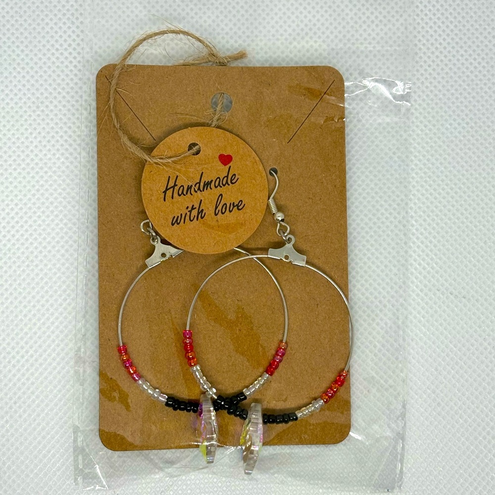 Handmade beaded hoop earrings